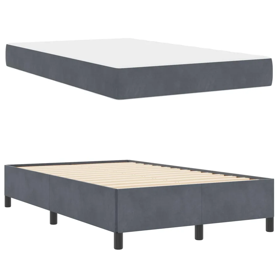 Cadre de lit avec matelas Gris foncé 120 x 200 cm tissu - 5