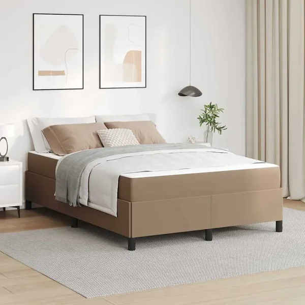 Cadre de lit avec matelas Cappuccino 140 x 190 cm tissu