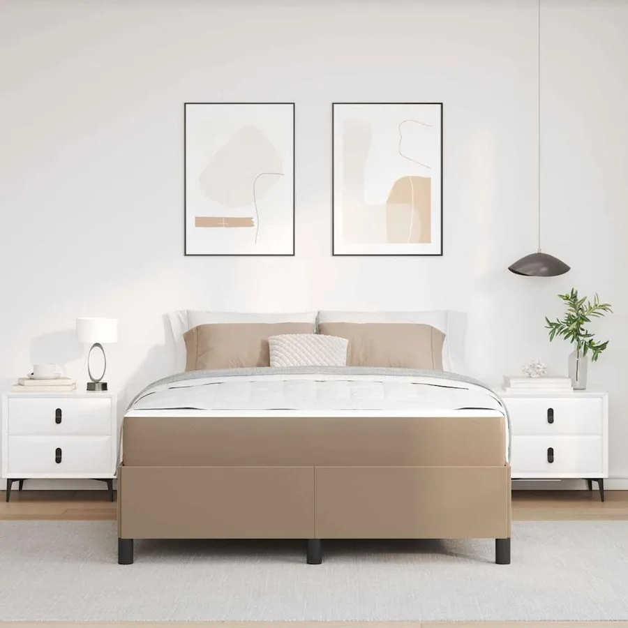 Cadre de lit avec matelas Cappuccino 140 x 190 cm tissu - 3