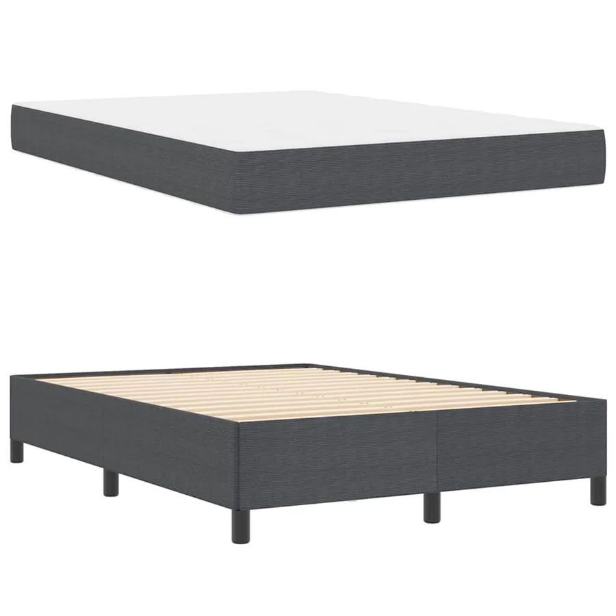 Cadre de lit avec matelas Gris foncé 160 x 200 cm tissu - 4