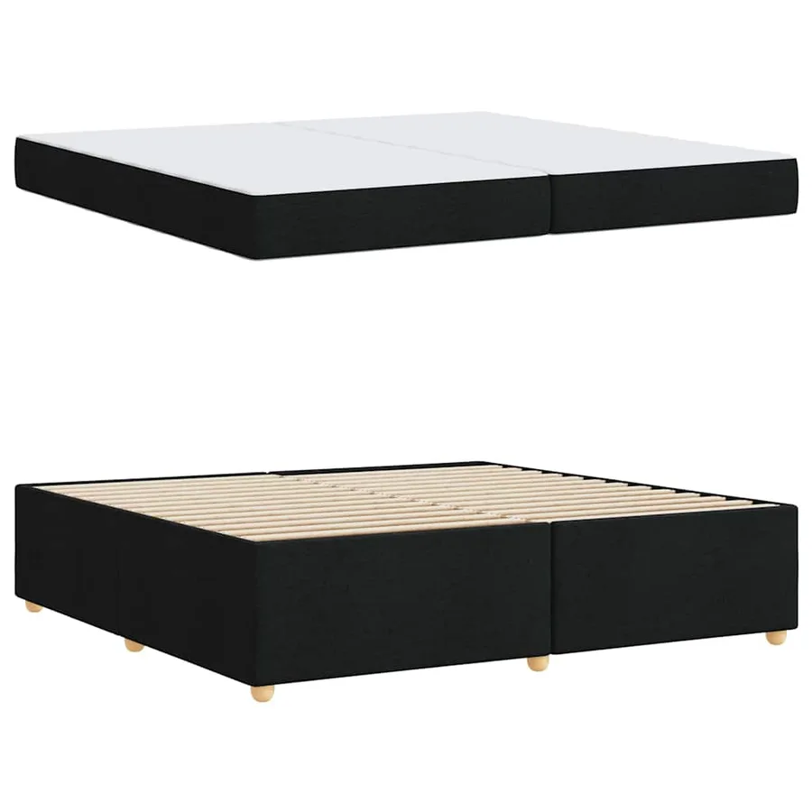Cadre de lit avec matelas Noir 200 x 200 cm tissu - 4