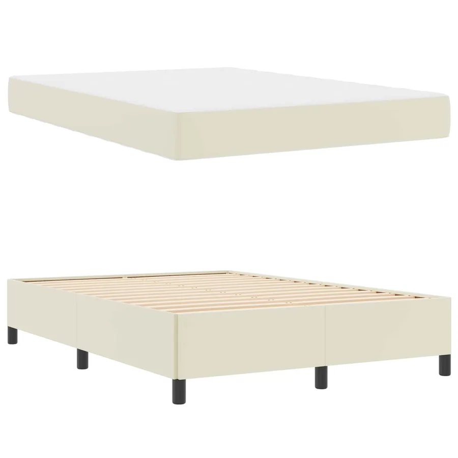Cadre de lit avec matelas Crème 140 x 190 cm tissu - 5