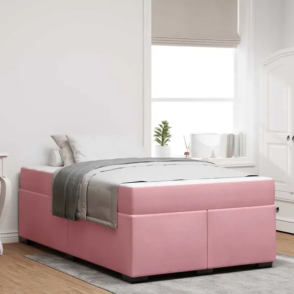Cadre de lit avec matelas Rose 120 x 200 cm tissu