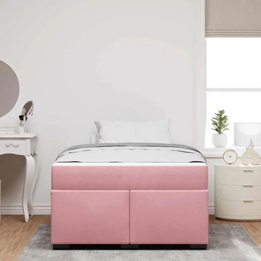 Cadre de lit avec matelas Rose 120 x 200 cm tissu - 3