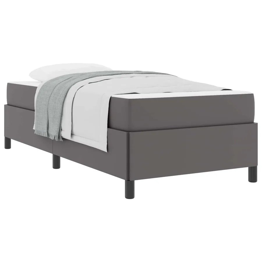 Cadre de lit avec matelas Gris 90 x 190 cm tissu - 2