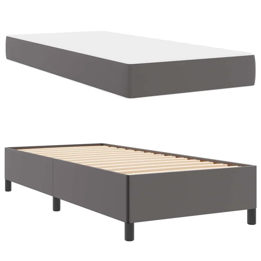 Cadre de lit avec matelas Gris 90 x 190 cm tissu - 5
