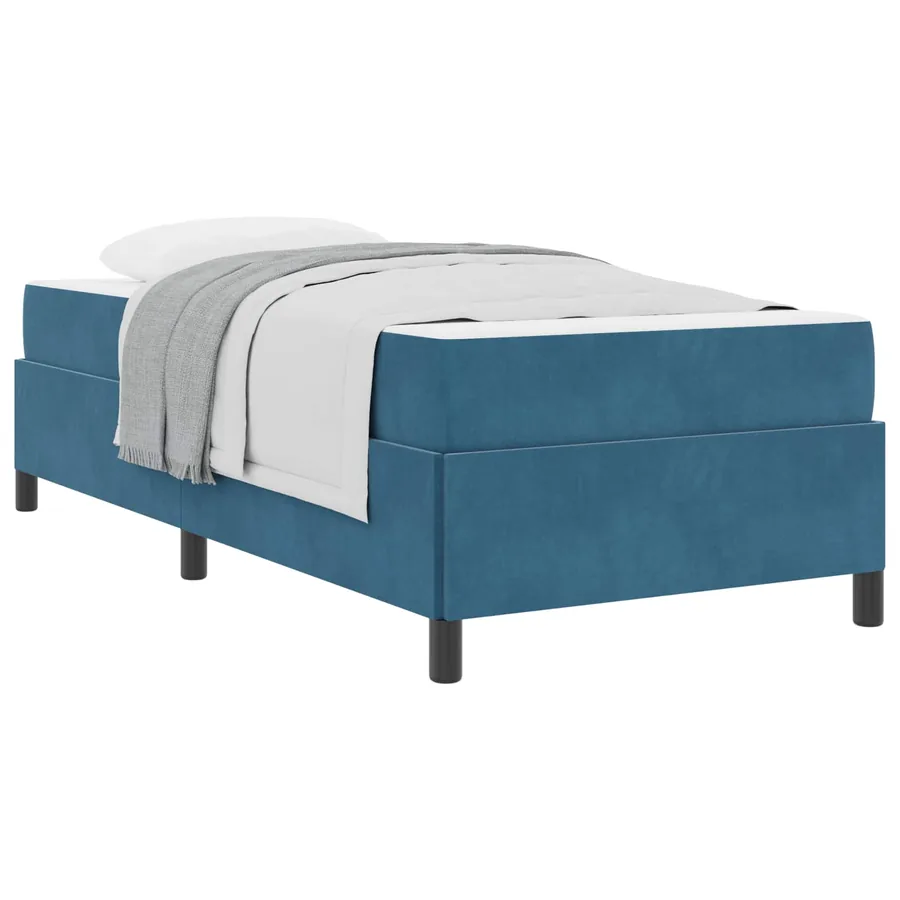 Cadre de lit avec matelas Bleu foncé 90 x 190 cm tissu - 3