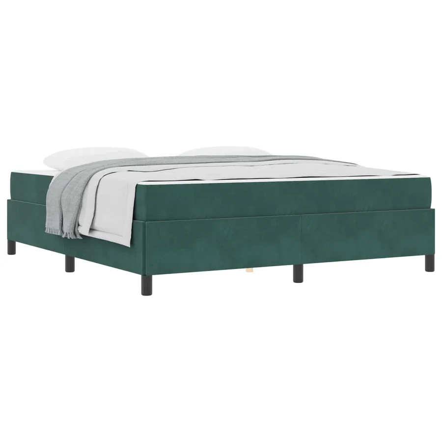 Cadre de lit avec matelas Vert foncé 180 x 200 cm tissu - 2