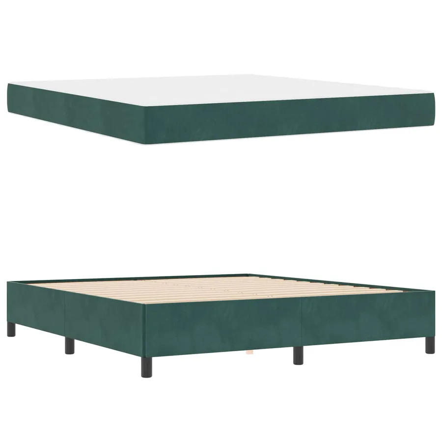 Cadre de lit avec matelas Vert foncé 180 x 200 cm tissu - 5