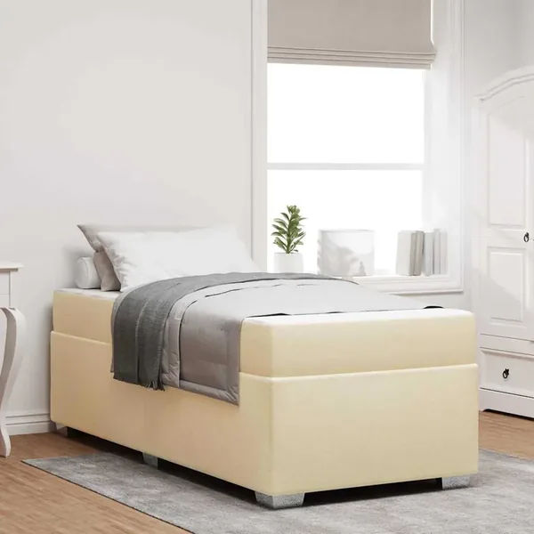 Cadre de lit avec matelas Crème 80 x 200 cm tissu