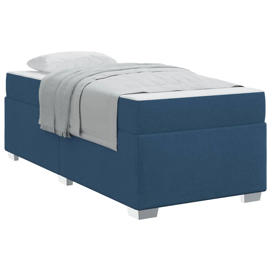 Cadre de lit avec matelas Bleu 90 x 200 cm tissu - 2