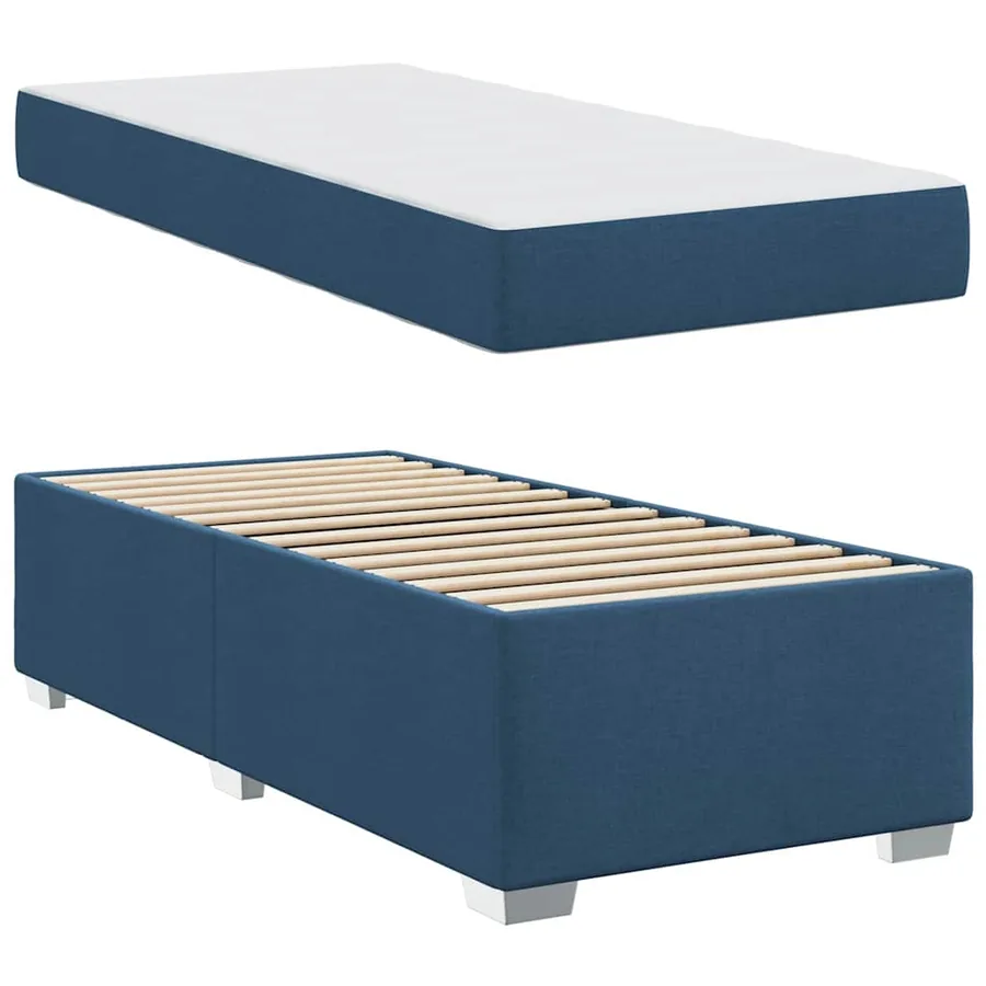 Cadre de lit avec matelas Bleu 90 x 200 cm tissu - 4