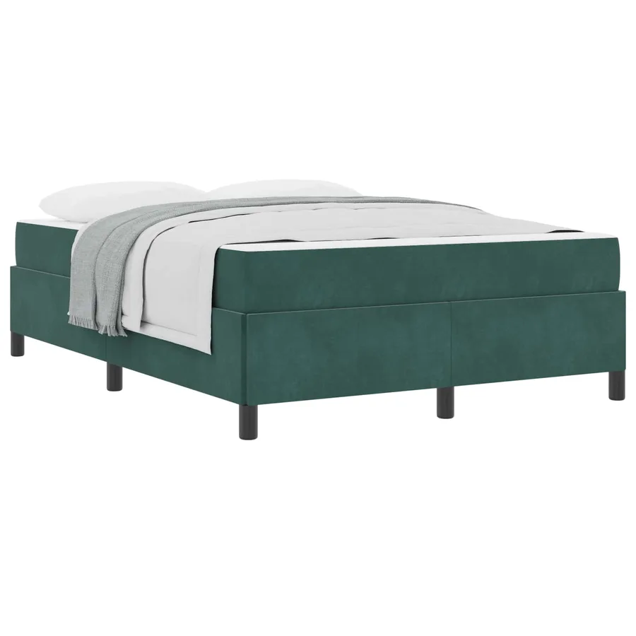 Cadre de lit avec matelas Vert foncé 140 x 200 cm tissu - 2