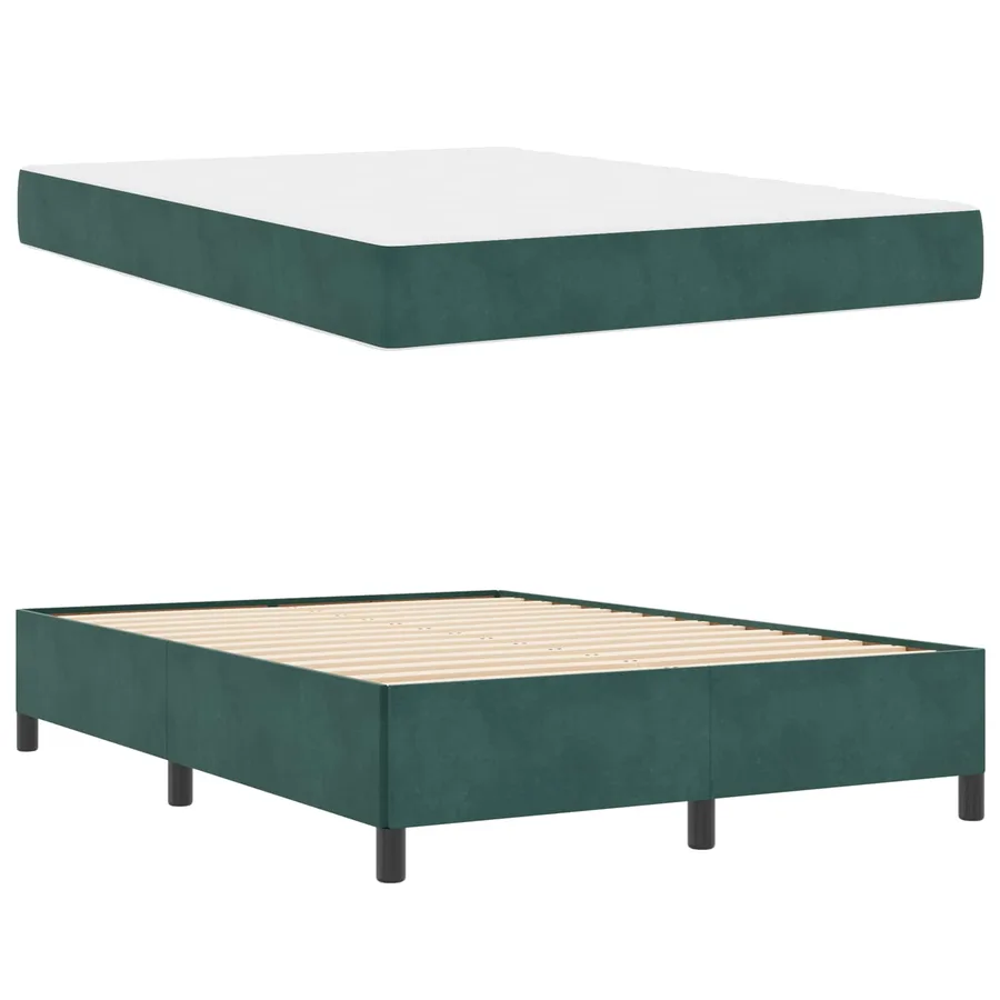Cadre de lit avec matelas Vert foncé 140 x 200 cm tissu - 5