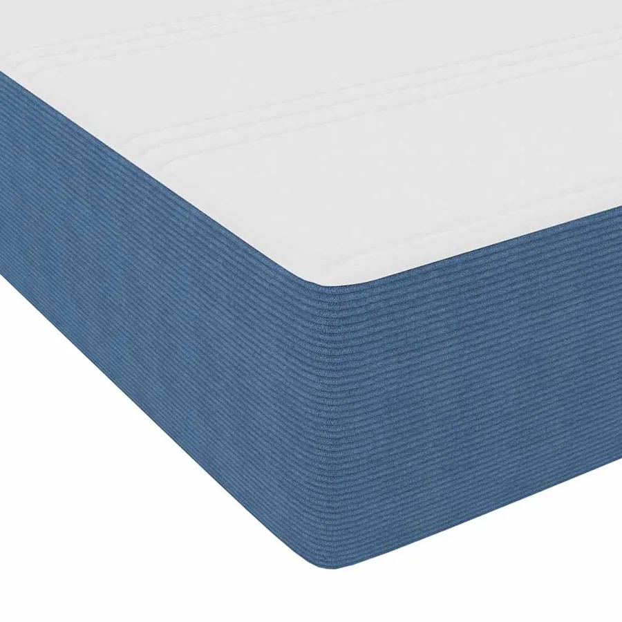 Cadre de lit avec matelas Bleu 180 x 200 cm tissu - 9