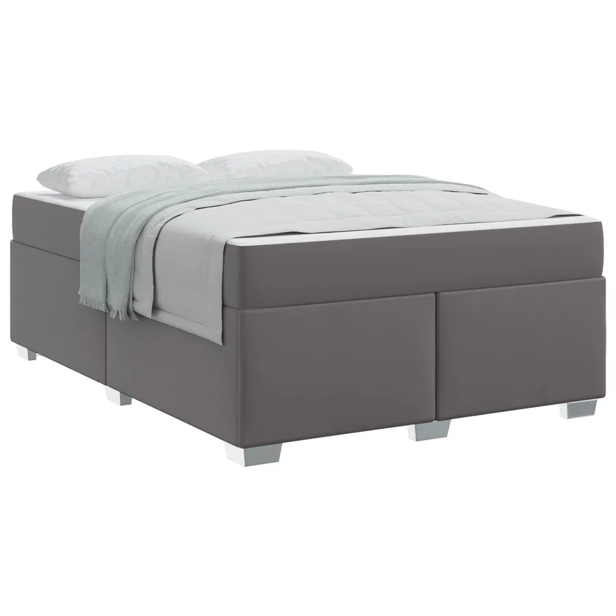 Cadre de lit avec matelas Gris 140 x 200 cm tissu - 2