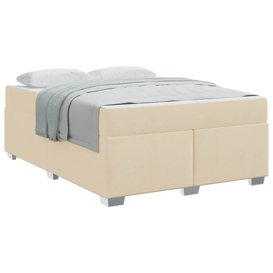 Cadre de lit avec matelas Crème 160 x 200 cm tissu - 3