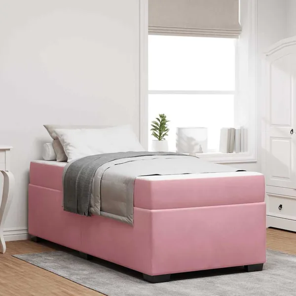 Cadre de lit avec matelas Rose 100 x 200 cm tissu