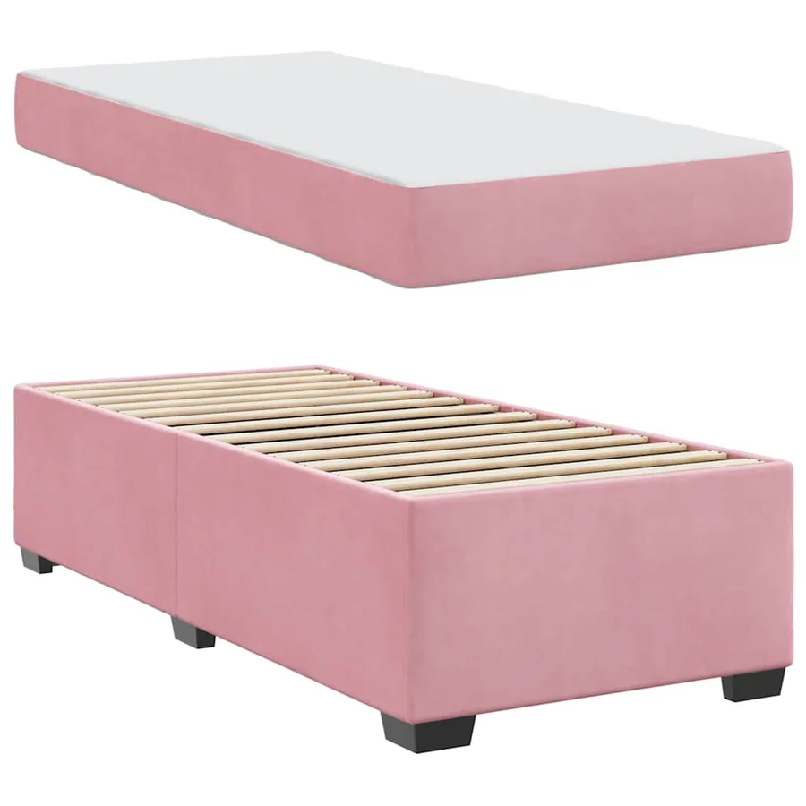 Cadre de lit avec matelas Rose 100 x 200 cm tissu - 4