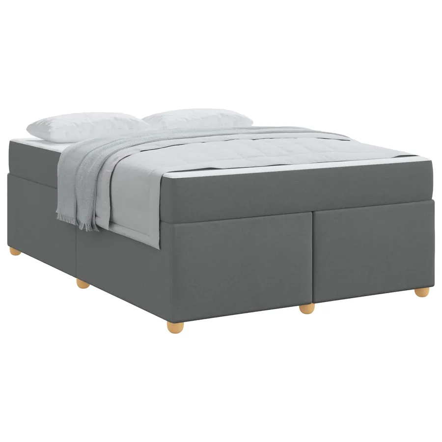 Cadre de lit avec matelas Gris foncé 160 x 200 cm tissu - 2