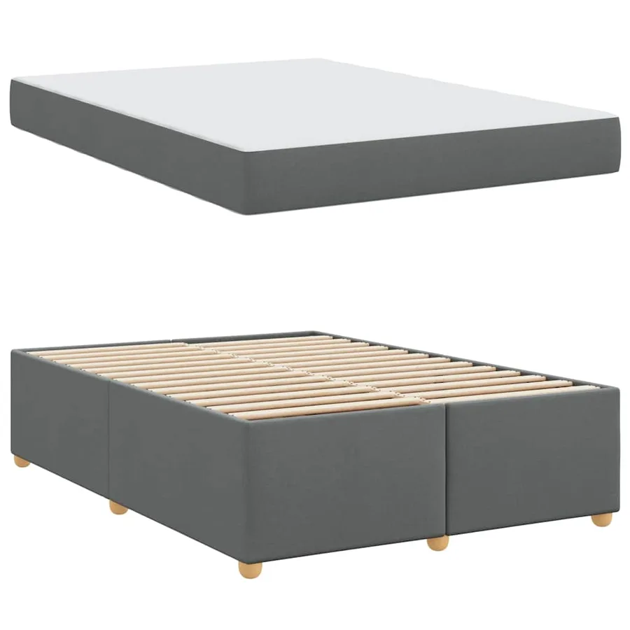 Cadre de lit avec matelas Gris foncé 160 x 200 cm tissu - 4