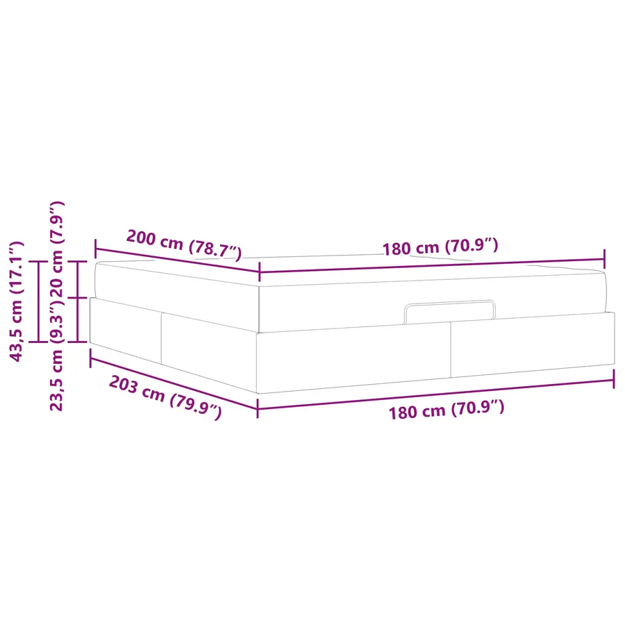 Cadre de lit avec matelas 2 pcs Noir tissu - 13