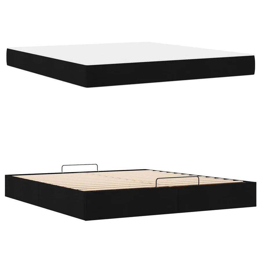 Cadre de lit avec matelas 2 pcs Noir tissu - 5