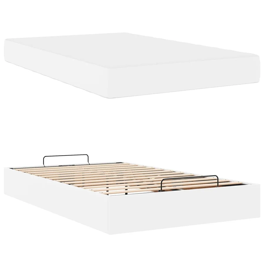 Cadre de lit avec matelas Autre 2 pcs Blanc PVC - 5