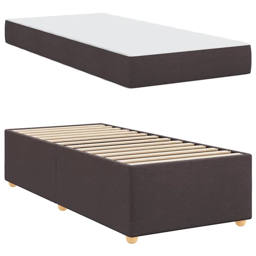 Cadre de lit avec matelas Marron foncé 90 x 190 cm tissu - 4