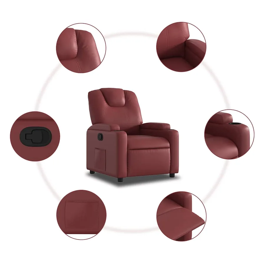 Fauteuil inclinable Rouge bordeaux Similicuir - 7
