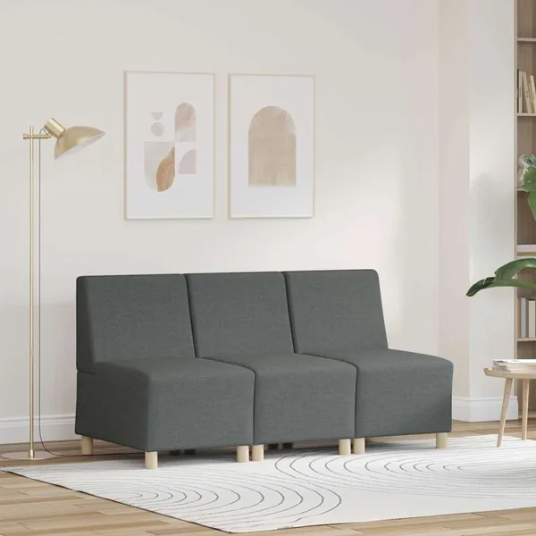 Unité de Sofa Modulaire Sans Accoudoirs 3 pcs Gris foncé