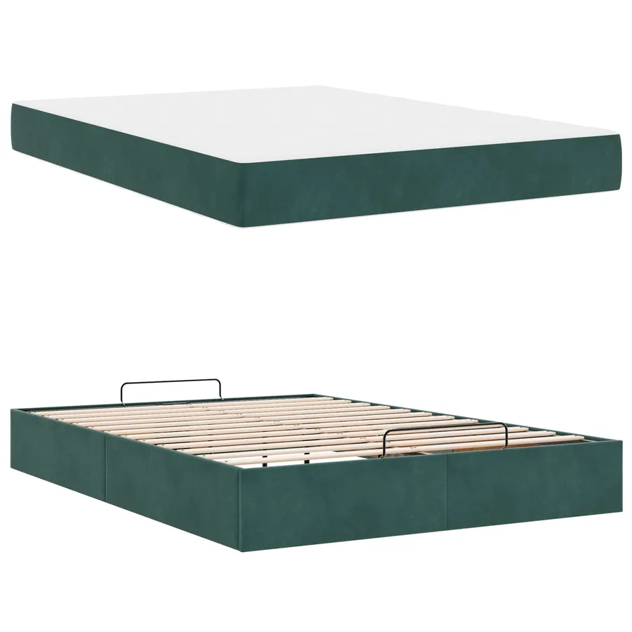 Cadre de lit avec matelas 2 pcs Vert Velours - 5