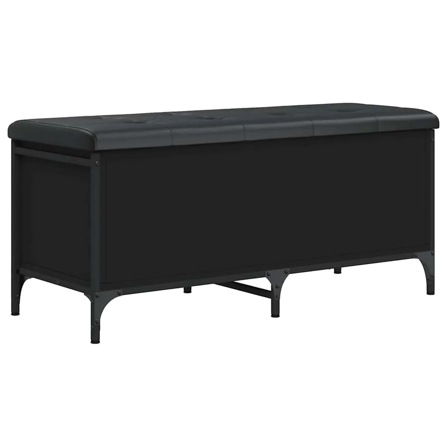 Banc de rangement noir 102x42x45 cm bois d'ingénierie - 2