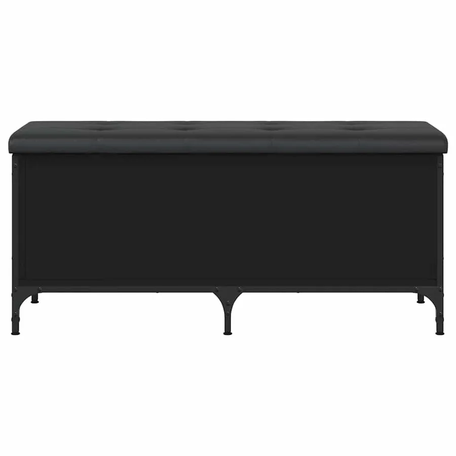 Banc de rangement noir 102x42x45 cm bois d'ingénierie - 4