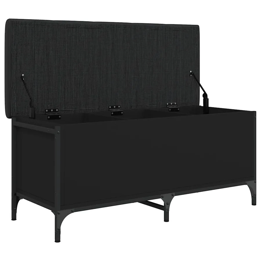 Banc de rangement noir 102x42x45 cm bois d'ingénierie - 5