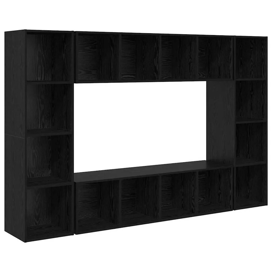 Ensemble meuble TV Montage mural 4 pcs Noir 37 x 37 x 142,5 cm - 2