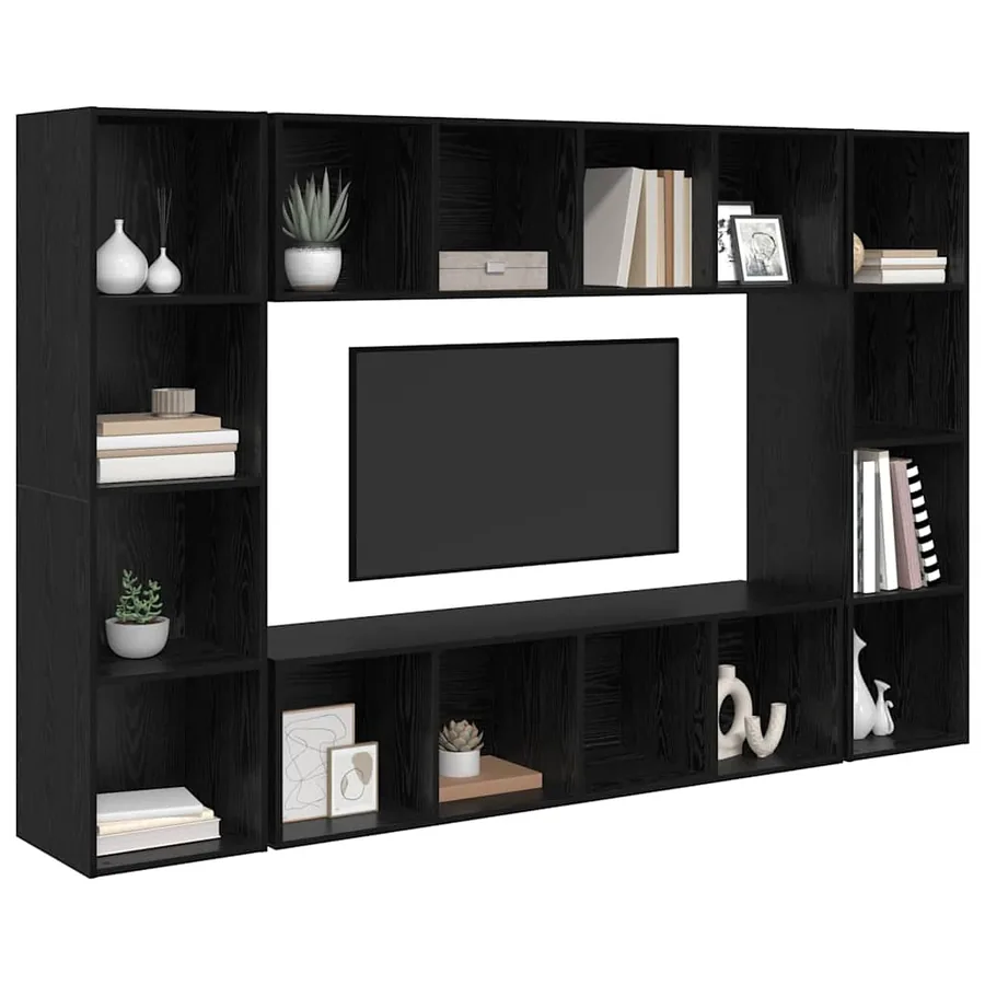 Ensemble meuble TV Montage mural 4 pcs Noir 37 x 37 x 142,5 cm - 3