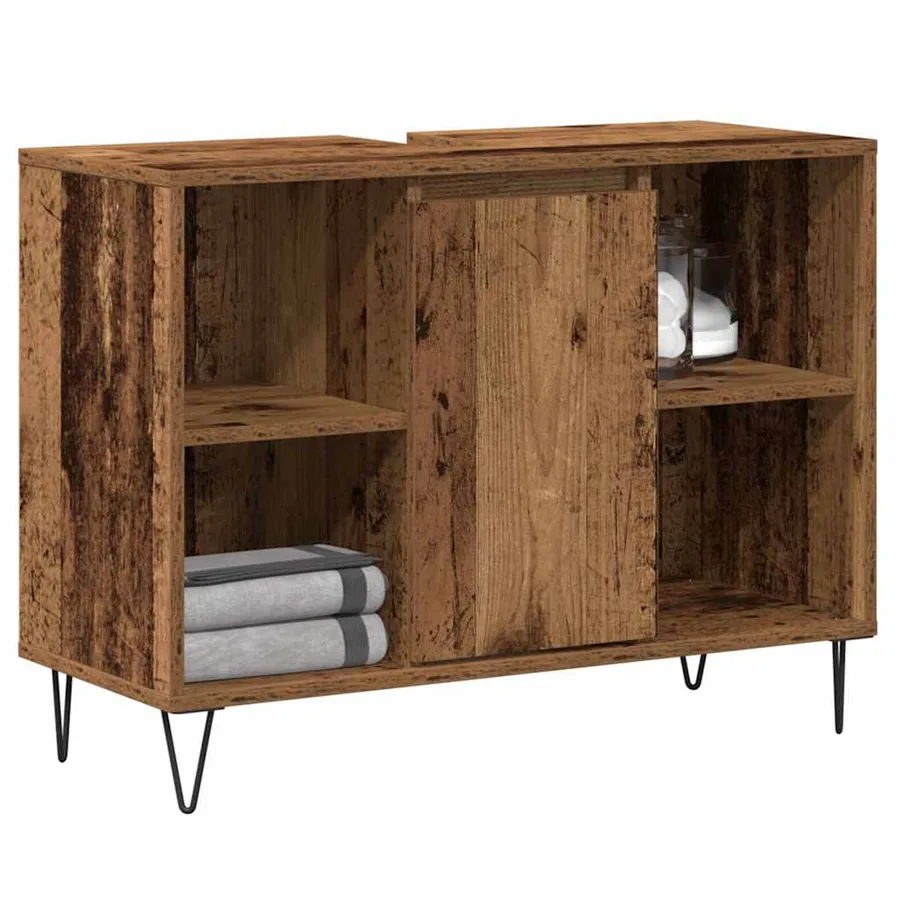 Cabinet de salle de bain avec porte Bois Ancien 80 x 33 x 60 cm - 3