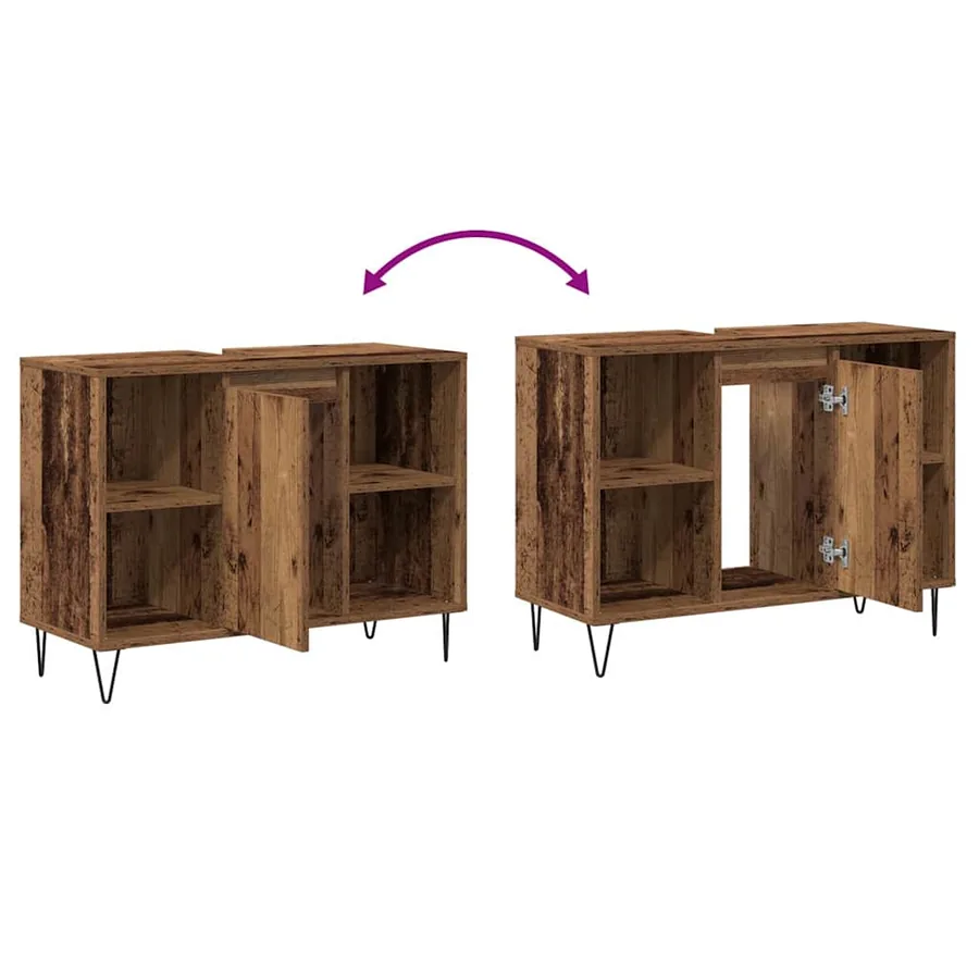 Cabinet de salle de bain avec porte Bois Ancien 80 x 33 x 60 cm - 8