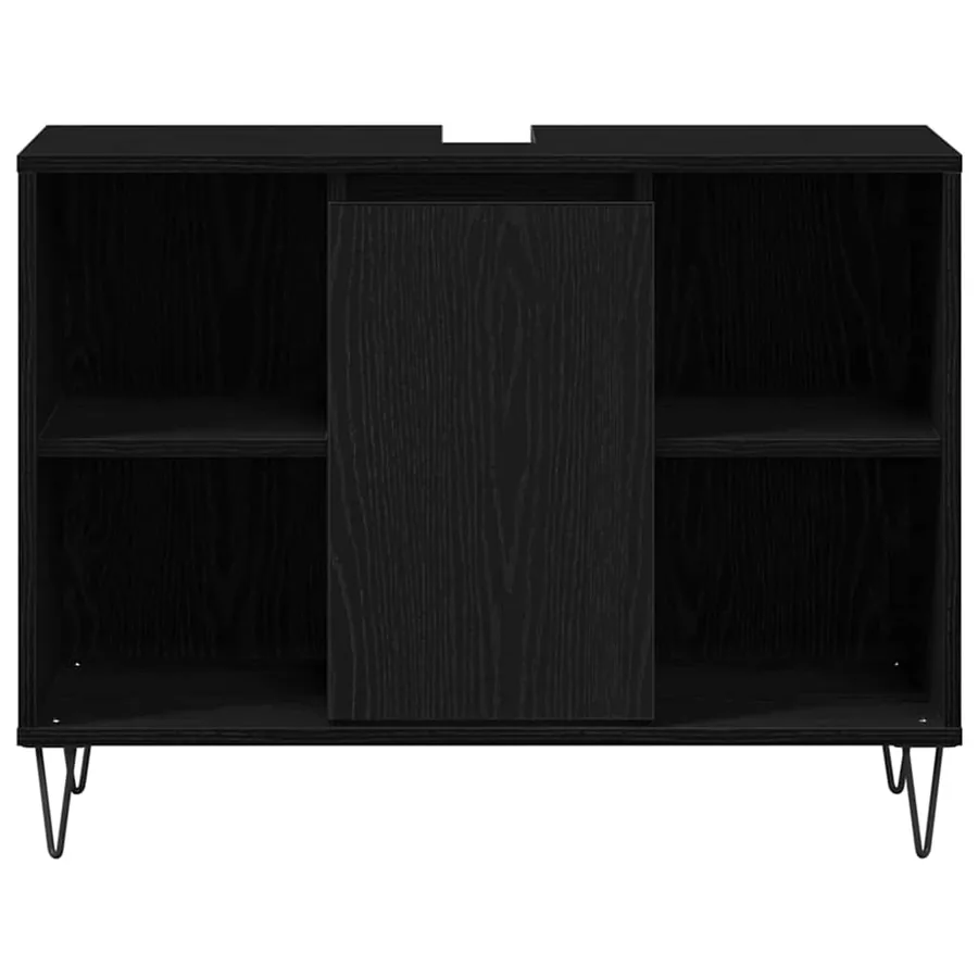 Cabinet de salle de bain Noir 80 x 33 x 60 cm Bois d'ingénierie - 6