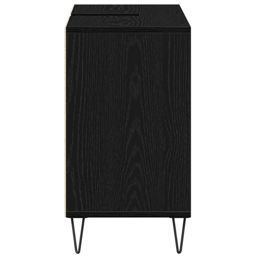 Cabinet de salle de bain Noir 80 x 33 x 60 cm Bois d'ingénierie - 7
