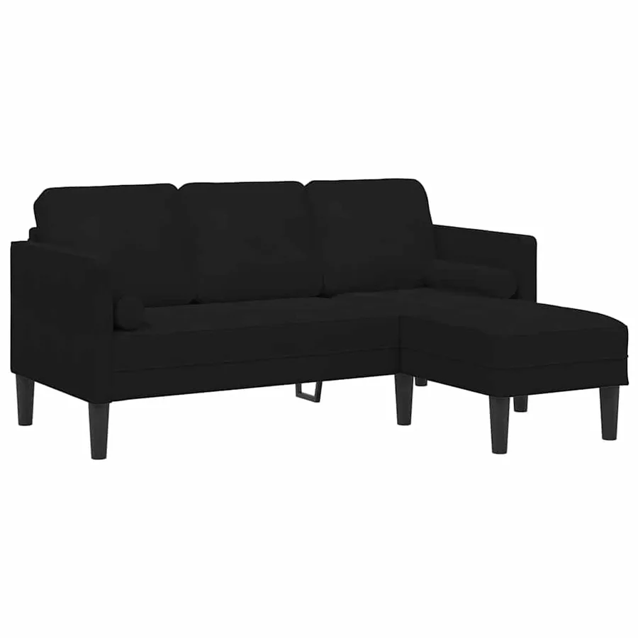 Ensemble de Canapés avec coussin Noir Polyester - 2