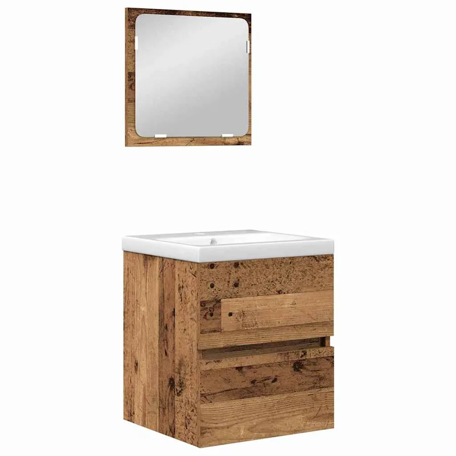 Ensemble de mobilier de salle de bain 2 pcs Bois d'ingénierie - 2
