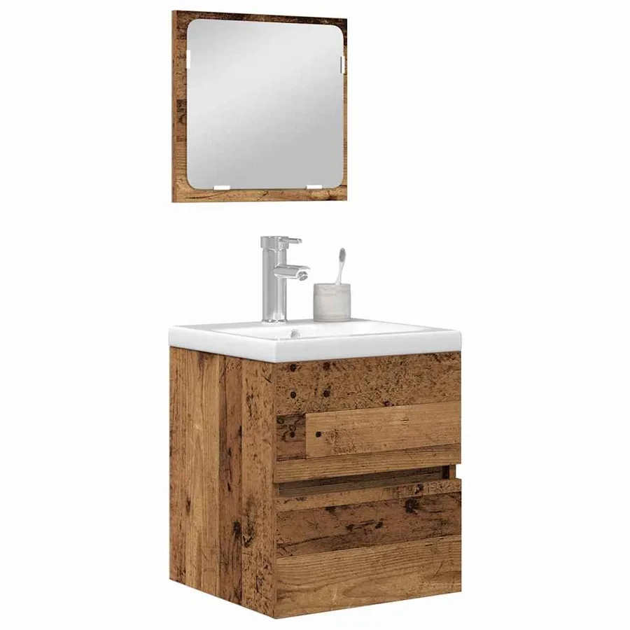 Ensemble de mobilier de salle de bain 2 pcs Bois d'ingénierie - 3