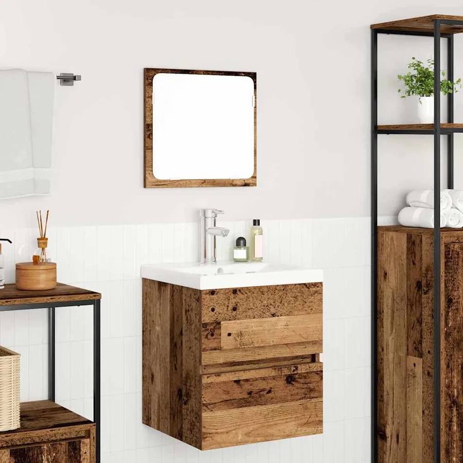Ensemble de mobilier de salle de bain 2 pcs Bois d'ingénierie - 4