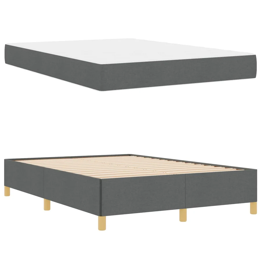 Cadre de lit avec matelas Gris foncé 160 x 200 cm tissu - 5