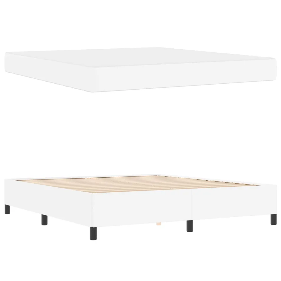 Cadre de lit avec matelas Blanc 180 x 200 cm tissu - 5