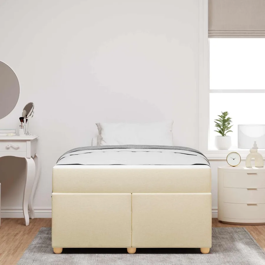Cadre de lit avec matelas Crème 120 x 190 cm tissu - 4