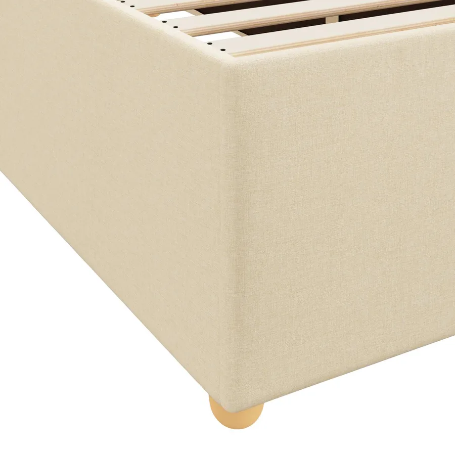 Cadre de lit avec matelas Crème 120 x 190 cm tissu - 9