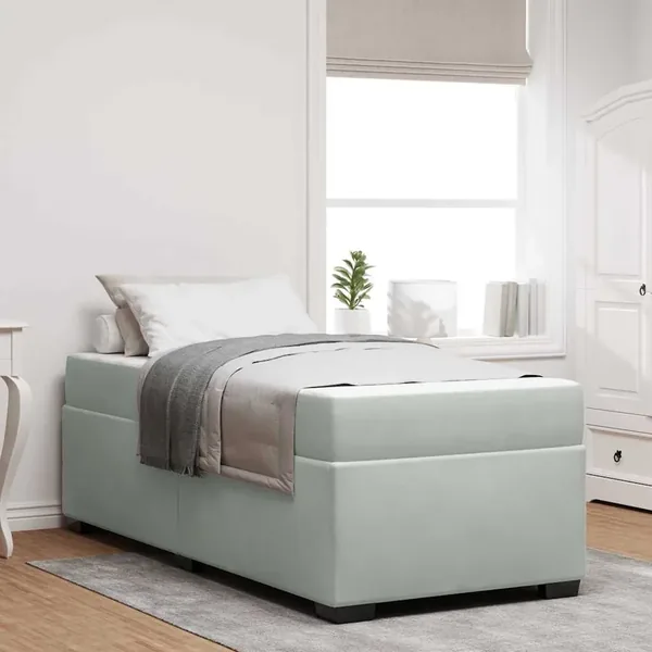 Cadre de lit avec matelas Gris clair 80 x 200 cm tissu